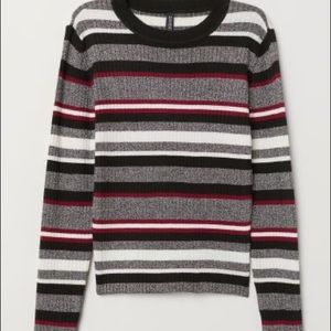Maroon & grey multicolor Striped long-sleeve tee